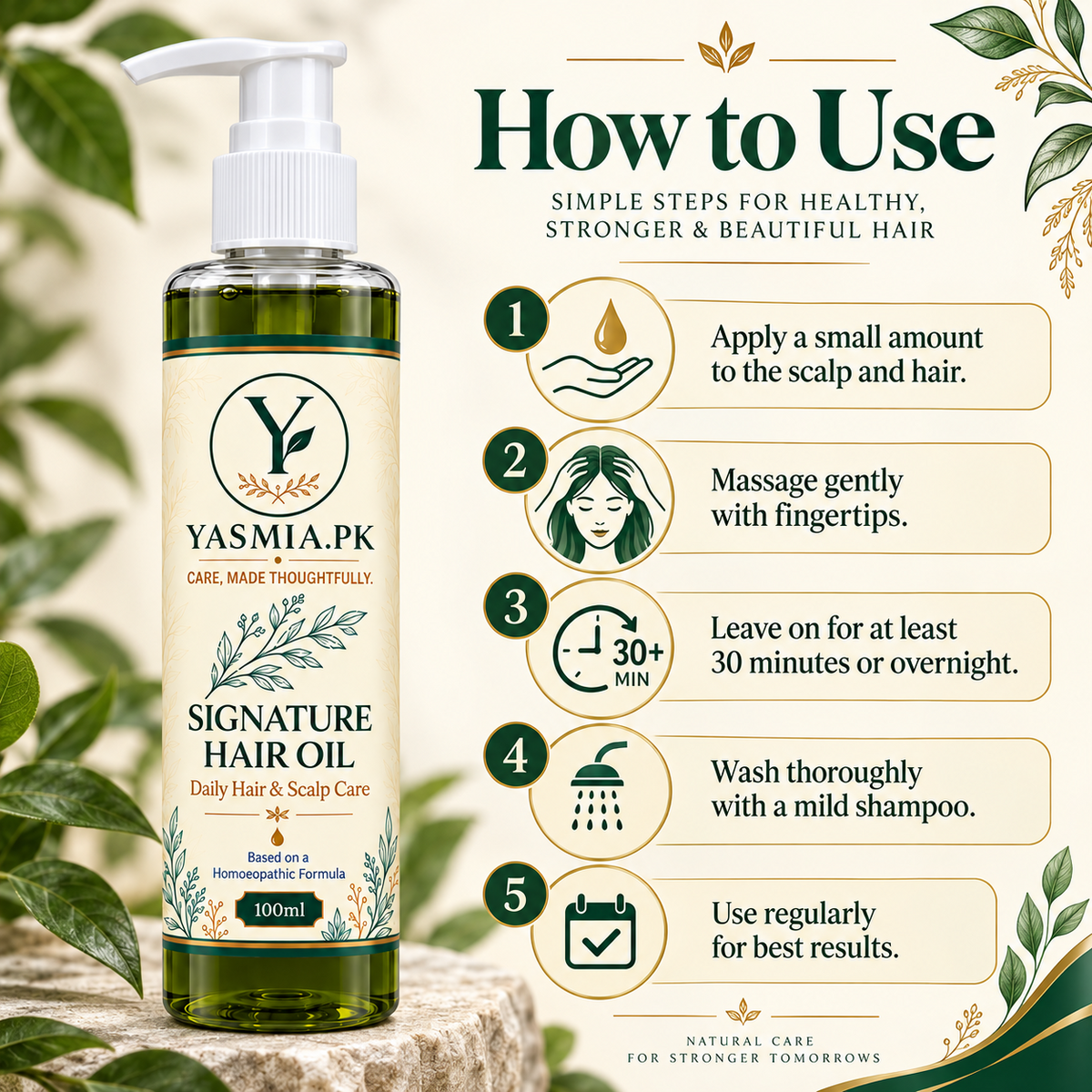 YASMIA Signature Hair Oil how to use guide