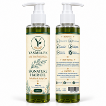 YASMIA Signature Hair Oil front and back bottle view